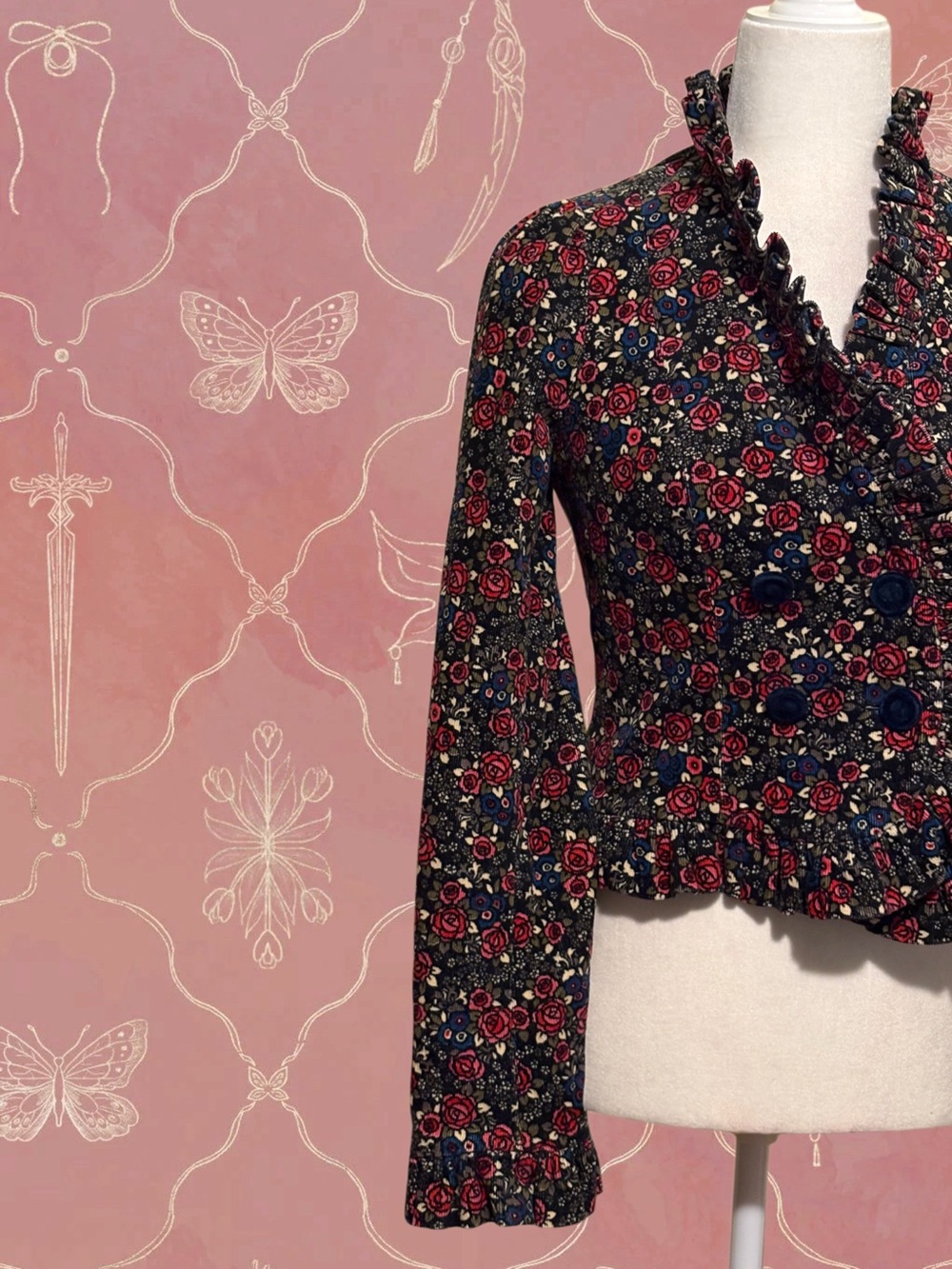 Archive Betsey Johnson Rosebud Corduroy Jacket - Picture 3 of 6